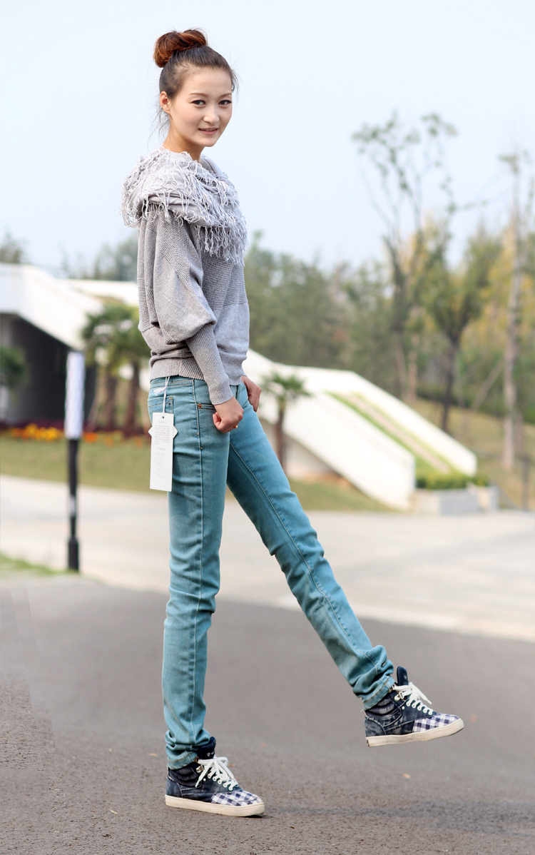 Free shipping Hot-selling 3 breasted mid waist elastic women jeans female pencil pants skinny pants plus size