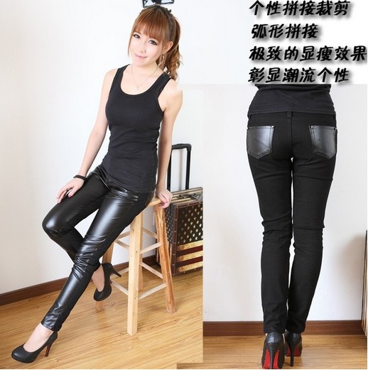 Free Shipping Hot Selling Genuine Leather Fashion Women's Leggings 336