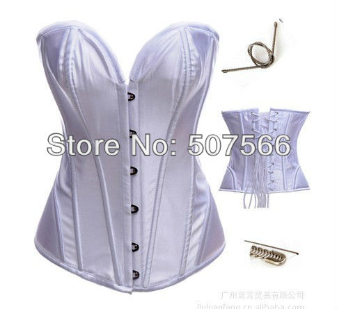 Free Shipping Hot Selling Good Quality Steel Boned Black/WHITE/PURPLE/RED Sex Bustier/Lingerie/Sexy Corset +G String./Size S-XL