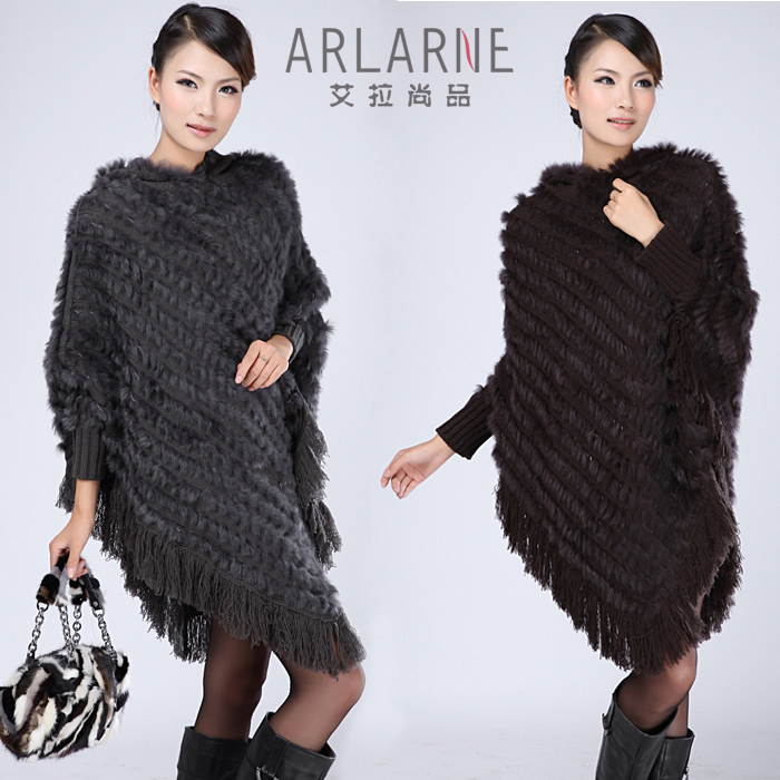 free shipping Hot-selling rabbit fur knitted cape outerwear overcoat fur cape women's rabbit fur shawl