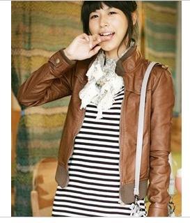 Free shipping hot-selling Slim was thin soft zipper leather coat