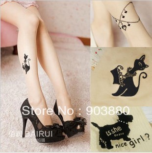 Free Shipping Hot Sexy Gril's Women's Tattoo Print Pantyhose 23 design choice