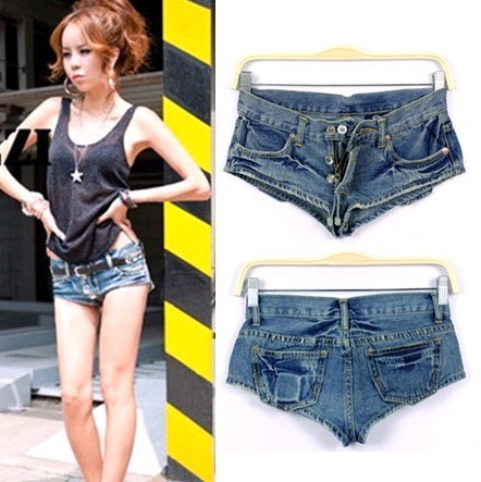 Free shipping hot! sexy temptation sexy low-waist ultra-short jeans shorts