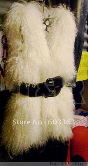 free shipping hot specail 2012 women's popular star  fation sheep fur coats grass vest,wool vest fur vest long styles.beige