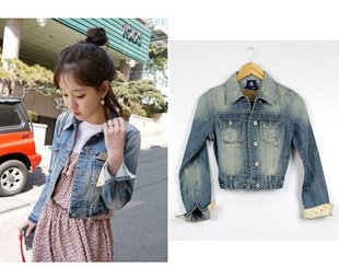 Free Shipping Hotsale! Fashion Vintage Collar Denim jeans jacket, coats for woman, Short Jackets, denim jacket AD9420JJ