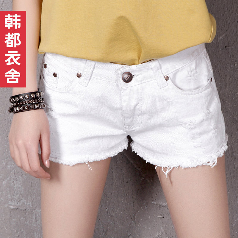 Free shipping HSTYLE 2012 summer low-waist distrressed denim shorts female mu2217 0502