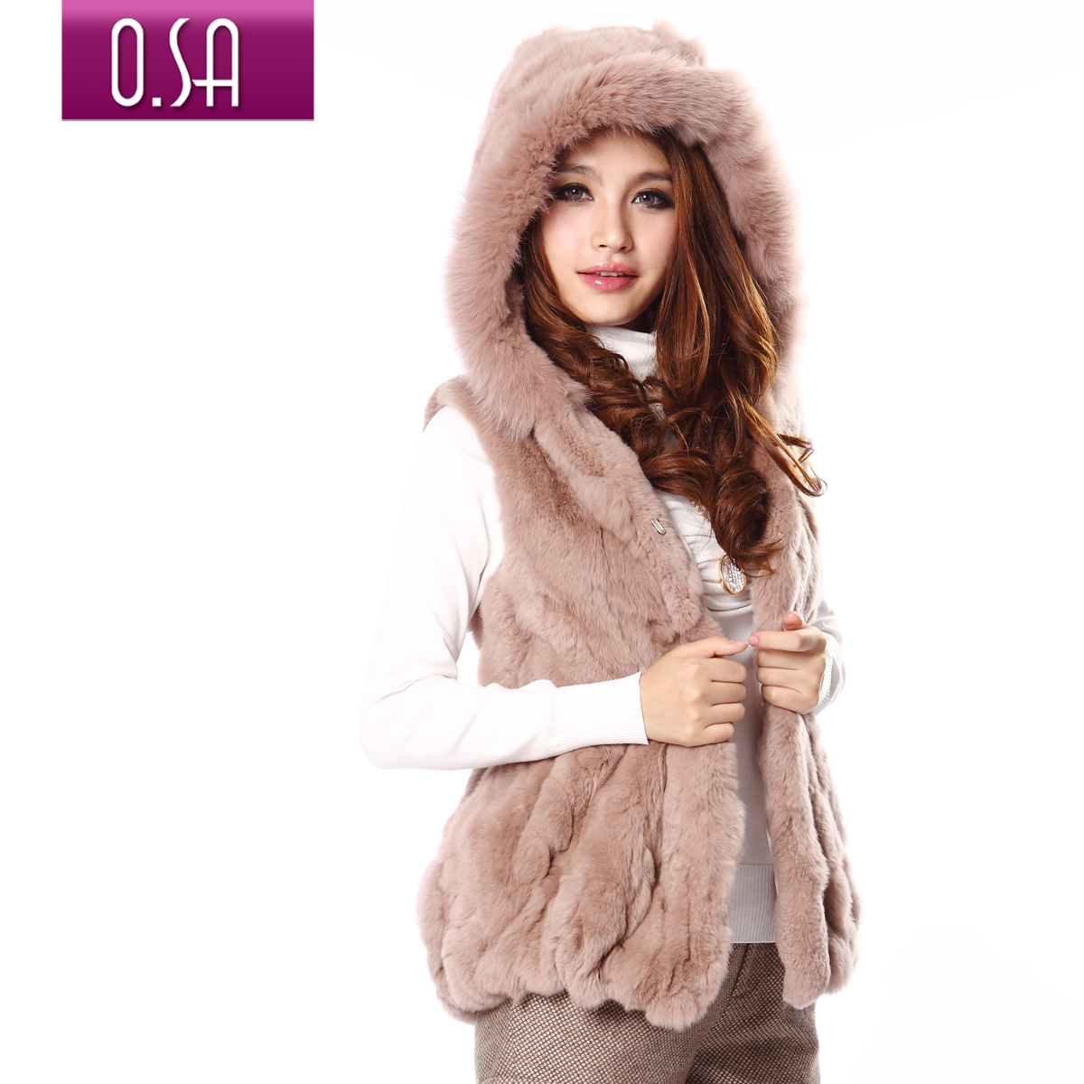 Free shipping Ice onyx princess o . sa2011 autumn and winter fox fur rex rabbit hair sleeveless fur vest outerwear g11209