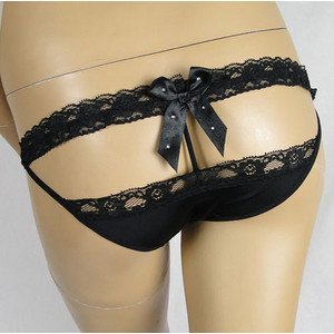 Free shipping Ice silk sexy lace buttock naked and hollow ironed ablazely bowknot underwear