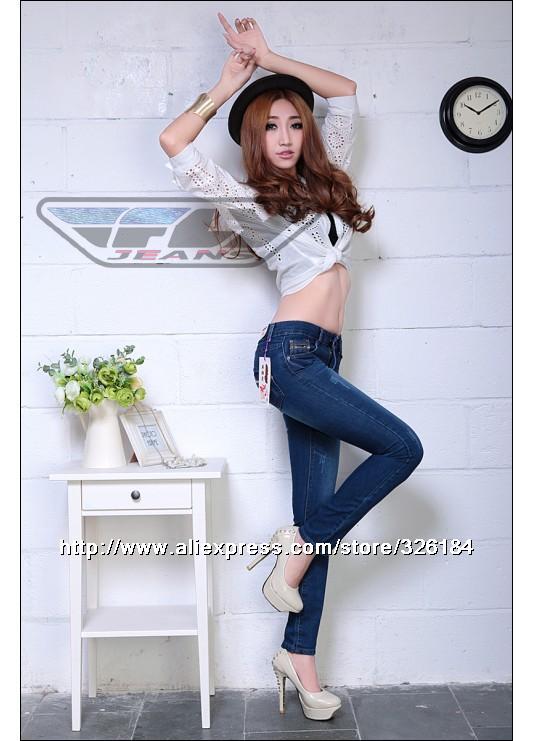 Free shipping IFly 2013 fasion F002 High quality womens Mid Waist Skinny Jeans for women female sexy long pants