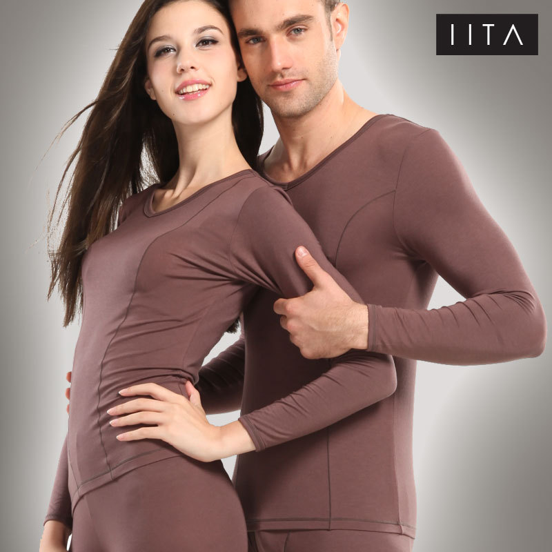 Free shipping Iita thermal underwear male underwear women's modal V-neck basic long johns long johns thermal set