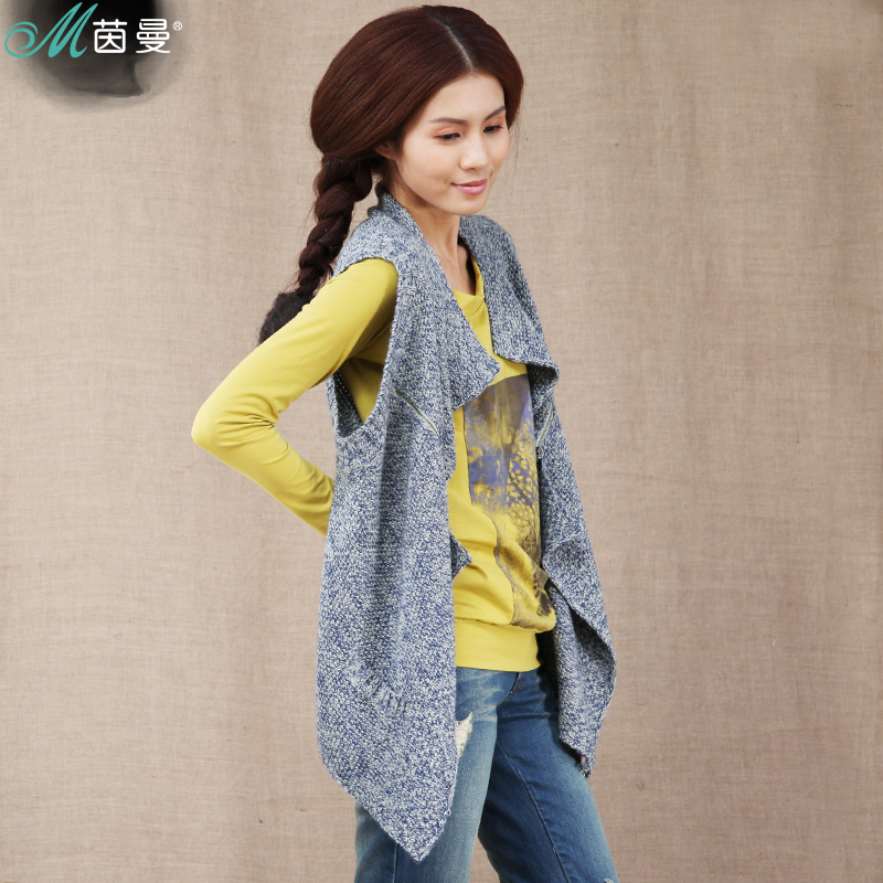 free shipping INMAN 2013 spring fancy zipper decoration sleeveless loose cardigan 8311310140