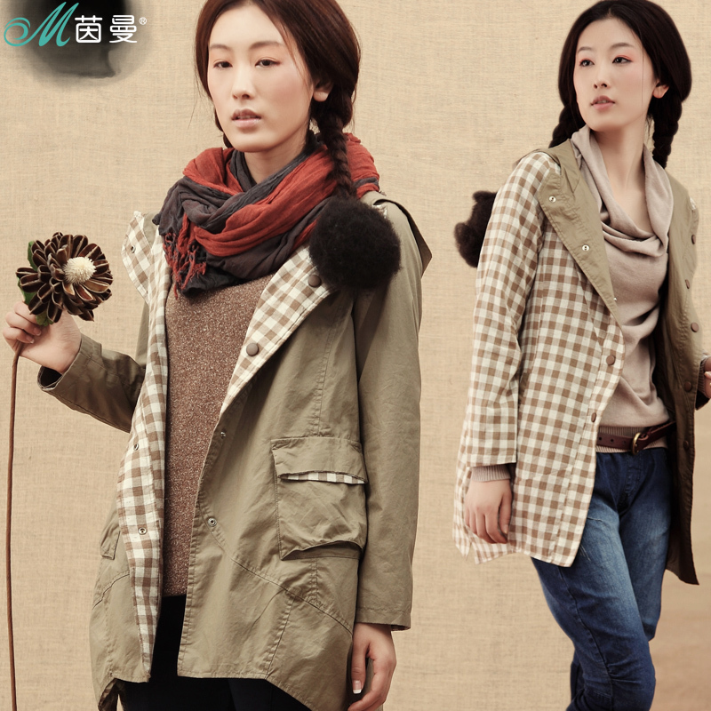 Free Shipping INMAN 2013 spring women's color block plaid patchwork female outerwear LDX