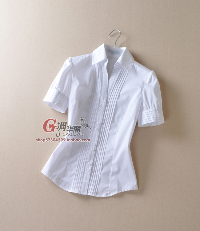 free shipping Intellectuality orgnan pleasureful puff sleeve stretch cotton slim women's short-sleeve shirt cs-30960