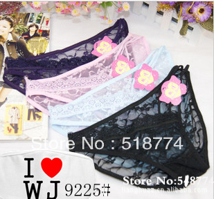 Free Shipping interesting lady with 6 colors of underwear cute sexy transparent lace panties 9225