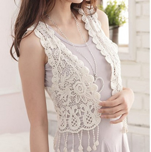 Free shipping Japanese style vivi all-match handmade crochet cutout vest beige lace cardigan vest waistcoat