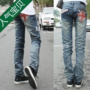 Free shipping Jeans female straight 2013 spring loose blue low-waist casual long trousers nzk