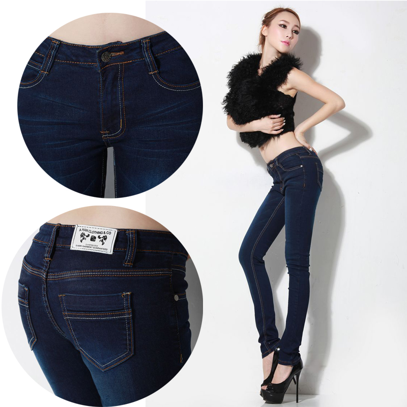 Free shipping Jeans female trousers female trousers elastic jeans denim trousers