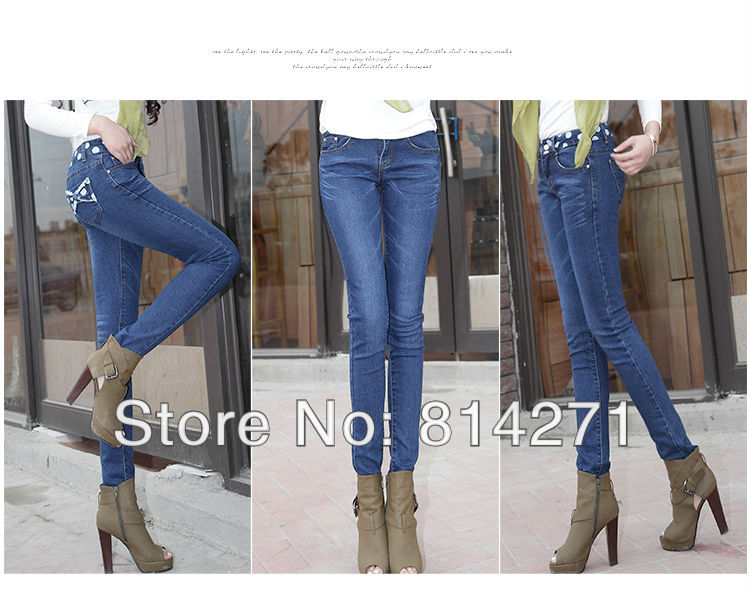 free shipping jeans women 2013 Wholesale & retail  Women Fashion skinny pants sexy tight pencil brand denim women trousers fa321