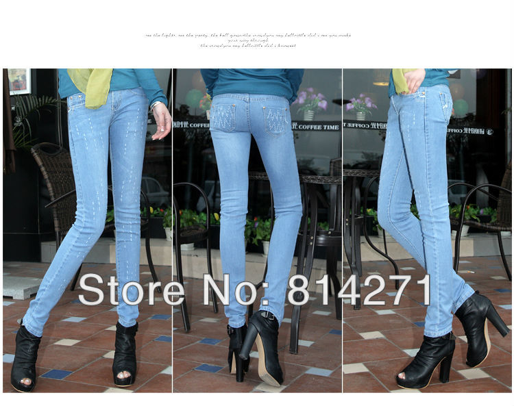 free shipping jeans women 2013 Wholesale & retail  Women Fashion skinny pants sexy tight pencil brand denim women trousers fa325