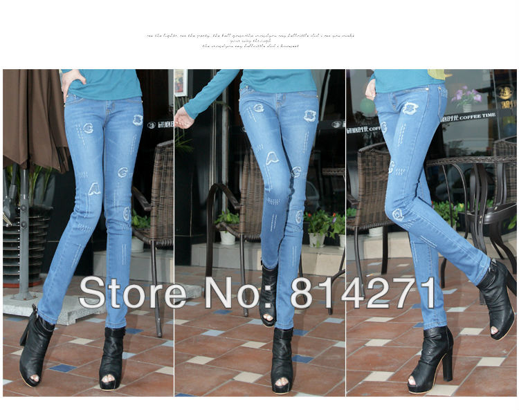 free shipping jeans women 2013 Wholesale & retail  Women Fashion skinny pants sexy tight pencil brand denim women trousers fa584