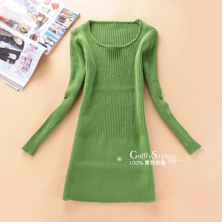 free shipping Jinlan winter elastic o-neck sweater slim basic shirt sweater Size fits all wool red women's green