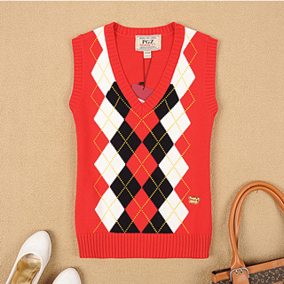 Free Shipping Juniors clothing 2013 spring sweet plaid pure cotton vest sweater vest