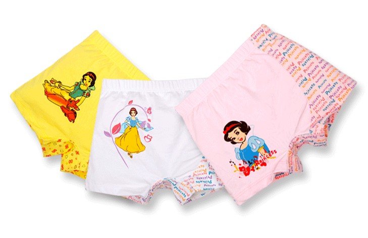 Free shipping Kids underwears Fashion Design 24pcs/lot  fit 1~6T Assorted Colors Snow White Girls Boxer