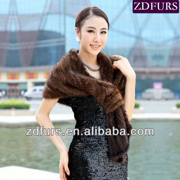 Free Shipping Knitted Mink Fur Cape Mink Fur Shawl women's mink scarves ZDKM-2011