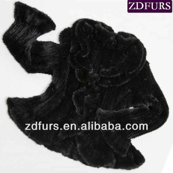 Free Shipping Knitted Mink Fur Jacket Black ZDKM-2039