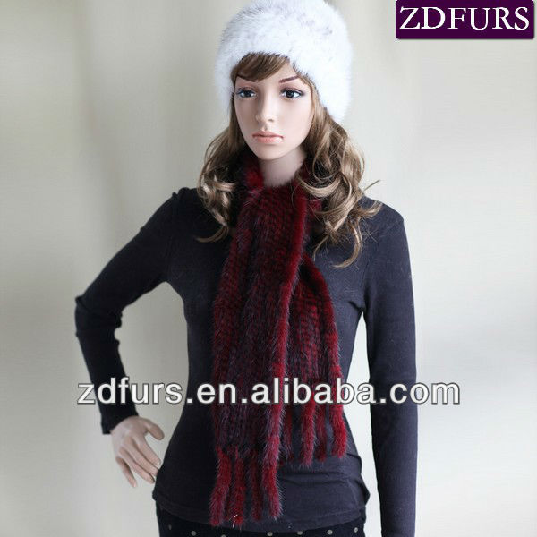 Free Shipping Knitted Mink Fur Scarf Women Fashion Fur Accessories ZDKM-2071