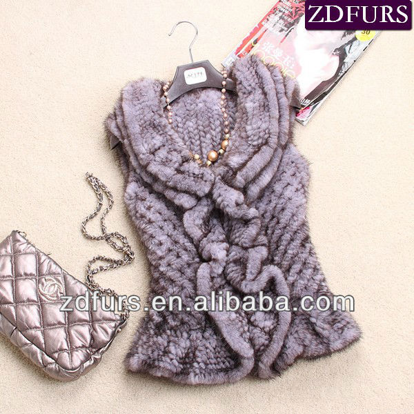 Free Shipping Knitted Mink Fur Vest Short Style Waistcoat 3Colors ZDKM-2026