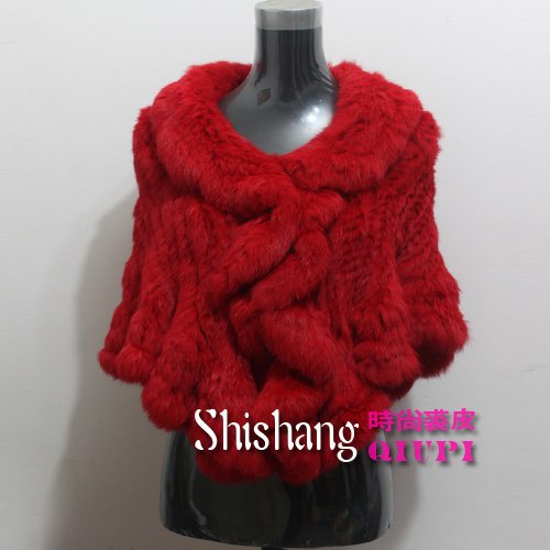 Free Shipping knitted Rabbit Fur Cape/ Rabbit Fur Poncho/ Female fashion fur Pashmina