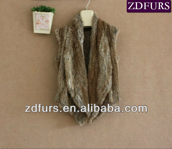 Free Shipping Knitted Rabbit Fur Vest Women Fashion Fur Waistcoat ZDKR-3034