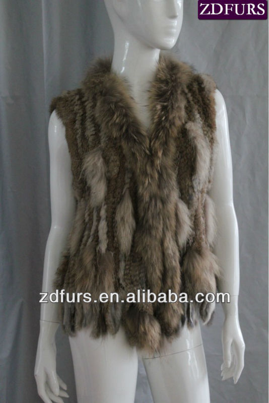 Free Shipping Knitted Rabbit Fur Vest ZDKR-3032