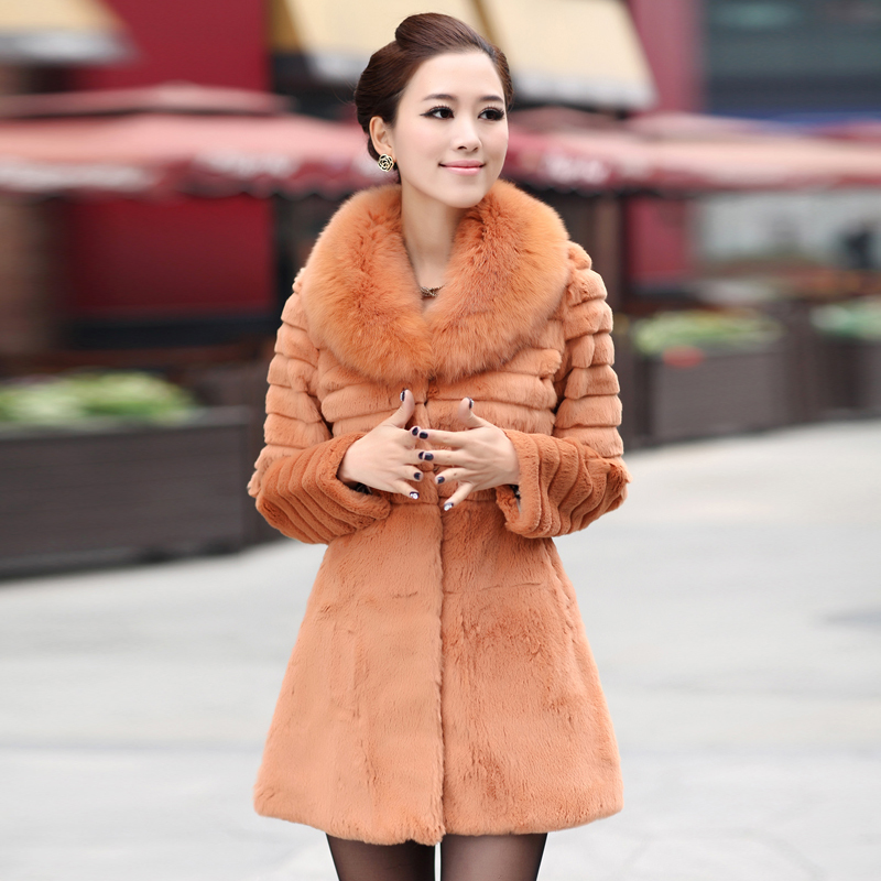 Free Shipping KomooVogue Women's Top Sale  Rabbit Fur Coat