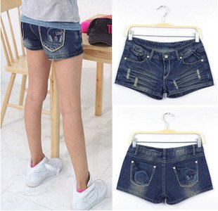 Free Shipping Korea Distressed Retro Pleated short jeans pants, denim shorts,women shorts, jeans pants, pants women AD9991SK