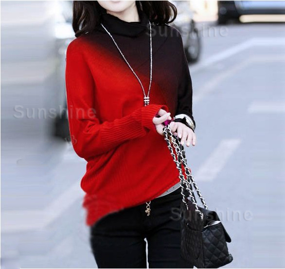 Free shipping Korea Women's Ladies Irregular Batwing Long Sleeve Knitted Sweater Wear Jumper Casual Tops 4 colors EE-009