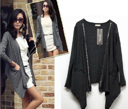 free shipping Korean easy match elegant loose small women coat Black/White/Gray