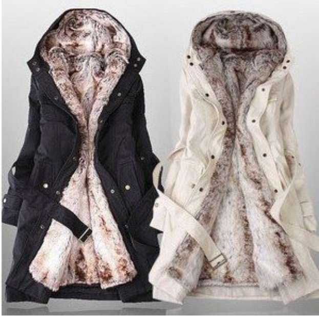 Free Shipping Korean Fashion Lady's Long Sleeved Winter Fur Coat, Slim Fit Casual Woman Cotton Wind Coat