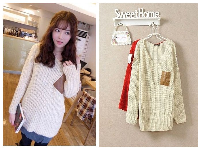 Free shipping Korean style 2012 casual women pullovers sweater/ knitwear 2 colors Free size