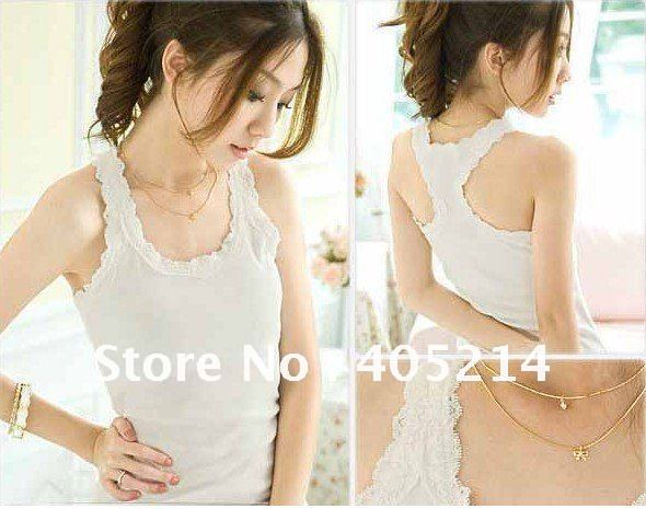 Free shipping - korean version 100% cotton lace waistcoat camisole / factory sell average size vest