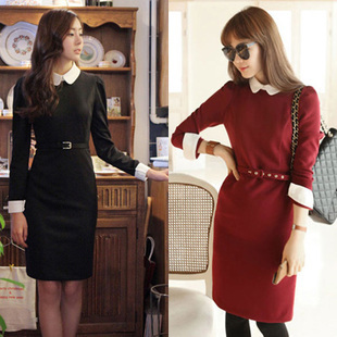 Free shipping Korean version long-sleeved dress Slim temperament dress women new fashion dress/Wholesale & Retail