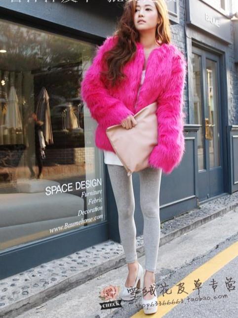 Free shipping + Korean version of women's fashion faux fur coat