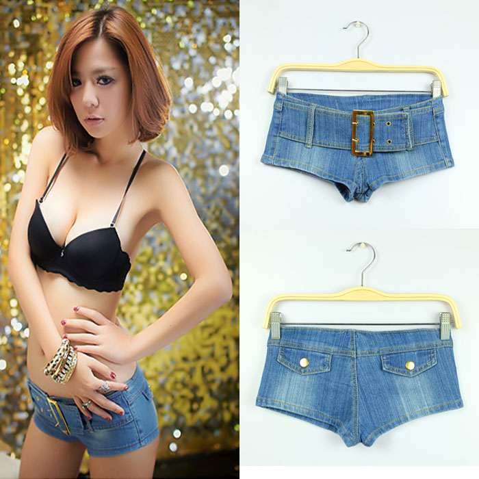 Free Shipping Ktv female sexy low-waist denim short trousers hot boots steel pipe ds