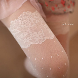 free shipping Lace black stockings pantyhose ultra-thin female lace vintage white socks