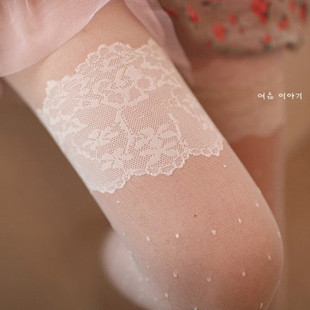 free shipping Lace black stockings white pantyhose ultra-thin female lace vintage white socks