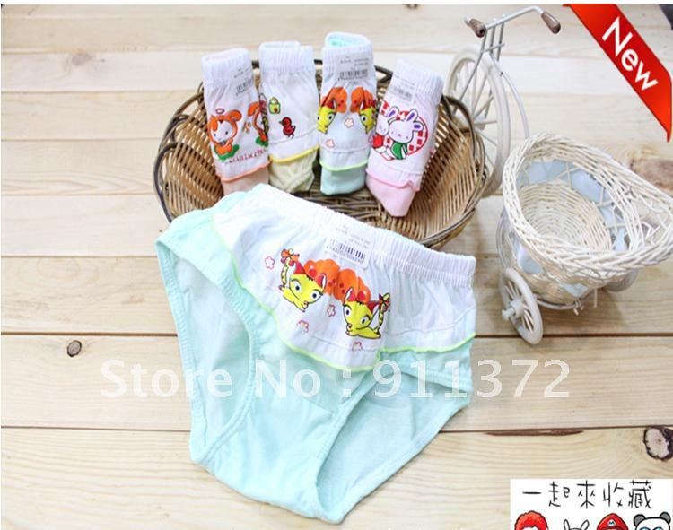 Free shipping Lace children's briefs cartoon patterns cotton girls underwear