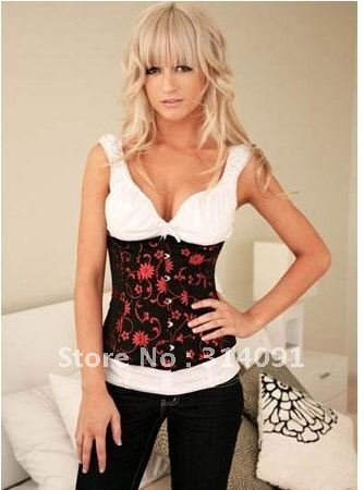 Free shipping!! Lace up  Beige Corset with G String Sexy Lingerie wholesale retailBoned Corset 8152