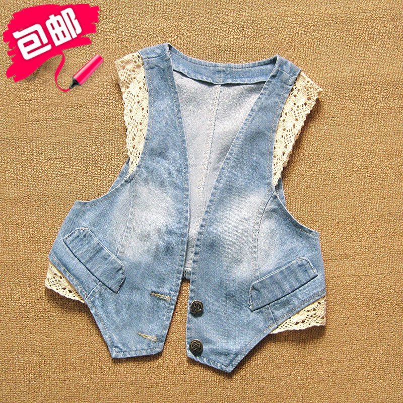 Free Shipping! Laciness denim vest women's spring and summer clothes small vest fashion shrug cape