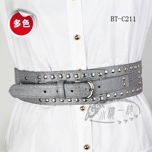 Free shipping Ladies Alligator Embossed Stud Leather Wide Elastic Stretch Belt Fashion Belts cBT-C211c